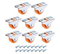 PATIKIL 1 Inch Fixed Caster Wheels, Nylon No Bearing Small Non-Swivel Casters Wheels with Metal Top Plate for Furniture Drawers Storage Bins DIY Project - 8pcs (Orange)