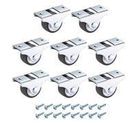 PATIKIL 1 Inch Fixed Caster Wheels, TPR No Bearing Small Non-Swivel Casters Wheels with Metal Top Plate for Furniture Drawers Storage Bins DIY Project - 8pcs (Brown)