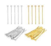 PATIKIL 1 Inch Flat Head Pins, Jewelry Making Headpins Straight Pins Findings Bendable for DIY Craft Bracelet Necklace Earring Pendant Making Supplies-400Pcs(Silver Gold)