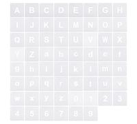 PATIKIL 1 Inch Letter Number Stencils, 62 Pack 2.5" Width Reusable Plastic Alphabet Numbers Templates Set with Ring for Painting, White