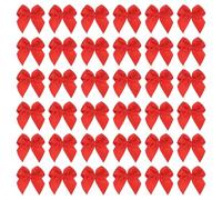 PATIKIL 1 Inch Mini Ribbon Bow 100 Pcs Satin Fabric Ribbon Flower Bows Appliques for DIY Craft Sewing Wedding Party Decoration, Red