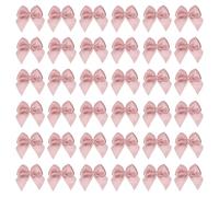PATIKIL 1 Inch Mini Ribbon Bow 50 Pcs Satin Fabric Ribbon Flower Bows Appliques for DIY Craft Sewing Wedding Party Decoration, Dusty Rose