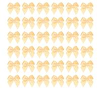 PATIKIL 1 Inch Mini Ribbon Bow 50 Pcs Satin Fabric Ribbon Flower Bows Appliques for DIY Craft Sewing Wedding Party Decoration, Gold