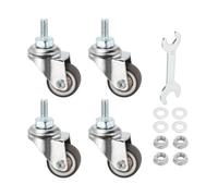 PATIKIL 1 Inch Mini Stem Casters, 4 Pack Low Profile TPR Threaded Swivel Caster Wheel 360 Degree Rotation M6 x 15mm Total Load 99 Lbs for Rolling Cart Dolly Furniture Replacement, Brown