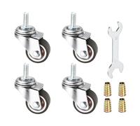 PATIKIL 1 Inch Mini Swivel Caster Wheels, 4Pcs M6x15mm Threaded Stem Casters Load Capacity 99 Lbs with Tool Set for Furniture Trolley Cart, Brown