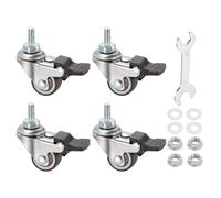 PATIKIL 1 Inch Mini Threaded Stem Casters with Brake, 4Pcs M6x15mm Low Profile Swivel Caster Wheels Load Capacity 99 Lbs for Furniture Trolley Cart, Brown
