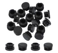 PATIKIL 1 Inch Plastic Tubing End Caps, 20 Pcs Round Hole Plug Insert for Round Iron Pipe Chair Leg Table Bookshelves Patio Furniture, Black