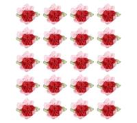 PATIKIL 1 Inch Ribbon Flowers Bows for Crafts, 20 Pack Mini Satin Roses Flowers Small Fabric Flower Heads DIY Sewing Appliques for Gift Wedding Bride Ornament, Red/Pink