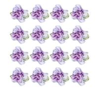 PATIKIL 1 Inch Ribbon Flowers Bows for Crafts, 20 Pack Mini Satin Roses Flowers Small Fabric Flower Heads DIY Sewing Appliques for Gift Wedding Bride Ornament, Gray/Purple