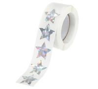 PATIKIL 1 Inch Star Stickers Roll, 1 Roll/500 Pcs Self-Adhesive Block Flash Stars Labels Metallic Foil Stickers Chart for Teacher Office Removal DIY Scrapbook, Silver