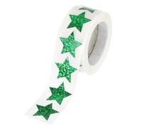 PATIKIL 1 Inch Star Stickers Roll, 1 Roll/500 Pcs Self-Adhesive Plate Flash Stars Labels Metallic Foil Stickers Chart for Teacher Office Removal DIY Scrapbook, Green