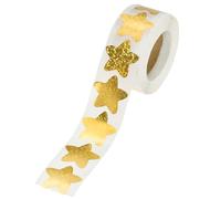 PATIKIL 1 Inch Star Stickers Roll, 1 Roll/500 Pcs Self-Adhesive Square Flash Stars Labels Metallic Foil Stickers Chart for Teacher Office Removal DIY Scrapbook, Gold