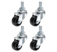 PATIKIL 1 Inch Stem Casters, 4 Pack Wire Shelf Caster Wheels Threaded Swivel Stem Wheels Wire Shelving for Rolling Cart Cart Wheels Furniture Replacement, Black