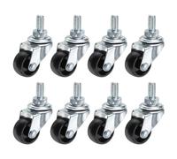PATIKIL 1 Inch Stem Casters, 8 Pack Wire Shelf Caster Wheels Threaded Swivel Stem Wheels Wire Shelving for Rolling Cart Cart Wheels Furniture Replacement, Black