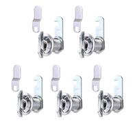 PATIKIL 1 Inch Thumb Operated Offset Cabinet Locks, 5 Pcs Keyless Non-Locking RV Cam Lock Fit 3/4" Max Panel Thickness for Files Drawers Mailbox, Silver