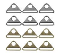 PATIKIL 1 Inch Triangle Buckle Adjuster, 12 Pcs Triangle D Ring Metal Buckles with Bar Swivel Clip for Bag Strap Webbing Dog Tag Clip, Blcak/Bronze