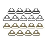 PATIKIL 1 Inch Triangle Buckle Adjuster, 18 Pcs Triangle D Ring Metal Buckles with Bar Swivel Clip for Bag Strap Webbing Dog Tag Clip, Blcak/Bronze