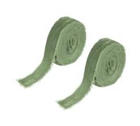 PATIKIL 1 Inch Velvet Ribbon, 2 Roll Total 6 Yard Velvet Frayed Fringe Ribbon for Gift Wrapping Flower Bouquet Wedding Invitations, Olive Green