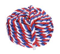 PATIKIL 1 Inch x 100 Feet Natural Twisted Cotton Rope 3 Strand Strong Thick Cotton Rope Tug of War Rope for Railings Crafts Games Home Decor, Red Blue White