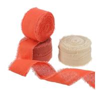 PATIKIL 1 Inch x 21 Yard Cotton Handmade Fringe Ribbon, 3 Roll Frayed Fringe Ribbons Cotton Fabric Ribbon for Flower Bouquet Gift Wrapping Wedding Invite, Rust Red/Orange/Nude