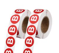 PATIKIL 1" Letter Stickers, 1200Pcs Alphabet Stickers Letter B Round Labels Small Vinyl Self Adhesive Label Circle Decals 2 Roll Capital Initial for Office Home Organize Inventory, Red