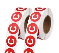 PATIKIL 1" Letter Stickers, 1200Pcs Alphabet Stickers Letter C Round Labels Small Vinyl Self Adhesive Label Circle Decals 2 Roll Capital Initial for Office Home Organize Inventory, Red