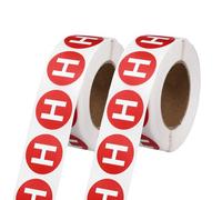 PATIKIL 1" Letter Stickers, 1200Pcs Alphabet Stickers Letter H Round Labels Small Vinyl Self Adhesive Label Circle Decals 2 Roll Capital Initial for Office Home Organize Inventory, Red