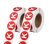 PATIKIL 1" Letter Stickers, 1200Pcs Alphabet Stickers Letter K Round Labels Small Vinyl Self Adhesive Label Circle Decals 2 Roll Capital Initial for Office Home Organize Inventory, Red