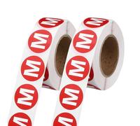 PATIKIL 1" Letter Stickers, 1200Pcs Alphabet Stickers Letter M Round Labels Small Vinyl Self Adhesive Label Circle Decals 2 Roll Capital Initial for Office Home Organize Inventory, Red