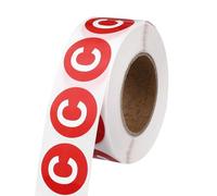 PATIKIL 1" Letter Stickers, 600Pcs Alphabet Stickers Letter C Round Labels Small Vinyl Self Adhesive Label Circle Decals 1 Roll Capital Initial for Office Home Organize Inventory, Red
