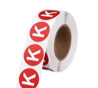 PATIKIL 1" Letter Stickers, 600Pcs Alphabet Stickers Letter K Round Labels Small Vinyl Self Adhesive Label Circle Decals 1 Roll Capital Initial for Office Home Organize Inventory, Red