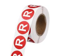 PATIKIL 1" Letter Stickers, 600Pcs Alphabet Stickers Letter R Round Labels Small Vinyl Self Adhesive Label Circle Decals 1 Roll Capital Initial for Office Home Organize Inventory, Red