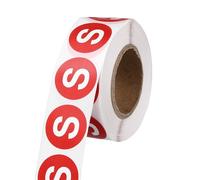 PATIKIL 1" Letter Stickers, 600Pcs Alphabet Stickers Letter S Round Labels Small Vinyl Self Adhesive Label Circle Decals 1 Roll Capital Initial for Office Home Organize Inventory, Red
