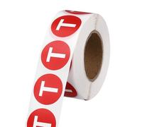 PATIKIL 1" Letter Stickers, 600Pcs Alphabet Stickers Letter T Round Labels Small Vinyl Self Adhesive Label Circle Decals 1 Roll Capital Initial for Office Home Organize Inventory, Red