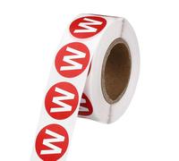 PATIKIL 1" Letter Stickers, 600Pcs Alphabet Stickers Letter W Round Labels Small Vinyl Self Adhesive Label Circle Decals 1 Roll Capital Initial for Office Home Organize Inventory, Red