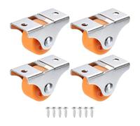 PATIKIL 1" Mini Fixed Plate Caster Wheels, 4 Pack Low Profile Caster PP Wheels with M4 Screws Total Load Capacity 53 Lbs for Drawers Cabinet Rolling Small Furniture Orange