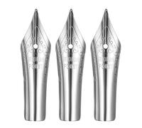 PATIKIL 1 mm Line Width Fountain Pen Nib Replacement, 3 Pack 304 Stainless Steel Special Spare Ink Dip Calligraphy Pen Nib for Drawing Writing Signing, Silver(Curved Tip)