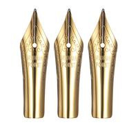 PATIKIL 1 mm Line Width Fountain Pen Nib Replacement, 3 Pack 304 Stainless Steel Special Spare Ink Dip Calligraphy Pen Nib for Drawing Writing Signing, Gold(Curved Tip)
