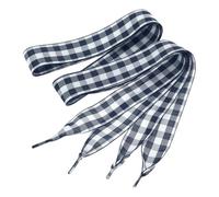 PATIKIL 1 Pair 47.2 Inch Gingham Shoelaces, 1 Inch Wide Navy Large Check Ribbon Shoe Laces Plaid Satin Fabric Shoe Strings Replacement for Women Men Sport Sneakers Boots High-Tops