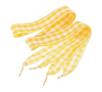 PATIKIL 1 Pair 47.2 Inch Gingham Shoelaces, 1 Inch Wide Yellow Large Check Ribbon Shoe Laces Plaid Satin Fabric Shoe Strings Replacement for Women Men Sport Sneakers Boots High-Tops