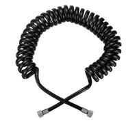 PATIKIL 1 Pcs 1/8 Polyurethane Recoil Air Hose, 10ft Air Compressor Hose with 1/8 Inch Quick Fittings and Bend Restrictor for Air Brush Paint Machine Nails, Black