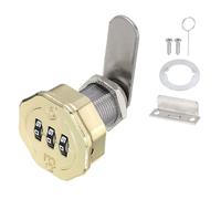 PATIKIL 1 PCS Combination Cabinet Cam Lock, 3-Digit Keyless Metal Locks with 5/8Inch Cylinder for Cabinet Drawer Doors Deposit Box Filing Mailbox, Gold