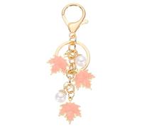 PATIKIL 1 Pcs Maple Leaf Keychain, Metal Cute Keychains Charm with Lobster Clasp Keyring Key Chain for Women Girls Bag Purse Charms Party Favors Gift, Pink