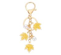 PATIKIL 1 Pcs Maple Leaf Keychain, Metal Cute Keychains Charm with Lobster Clasp Keyring Key Chain for Women Girls Bag Purse Charms Party Favors Gift, Yellow