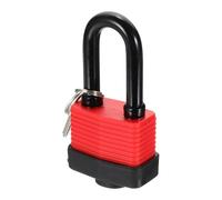 PATIKIL 1 Pcs Weatherproof Padlocks, 2.3 Inch Wide Alloy Steel Outdoor Rustproof Long Beam Locks Vinyl Wrapped Waterproof Pin Tumbler Padlock with Brass Cylinder for Garages, Red