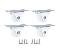 PATIKIL 1" Rigid Caster Wheels, 4 Pack Silent Fixed Plate Casters with M4 Screws Load Capacity 198Lbs for Furniture Workbench Cart Trolley One Direction Rolling, White(NO Brake)