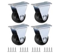 PATIKIL 1" Rigid Caster Wheels, 4 Pack Silent Fixed Plate Casters with M4 Screws Load Capacity 33Lbs for Furniture Workbench Cart Trolley One Direction Rolling, Black(NO Brake)