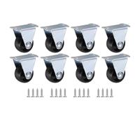PATIKIL 1" Rigid Caster Wheels, 8 Pack Silent Fixed Plate Casters with M4 Screws for Furniture Workbench Cart Trolley One Direction Rolling, Black(NO Brake)