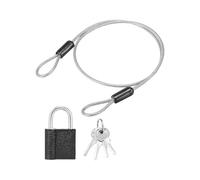 PATIKIL 1 Set 2.5mm Safety Cable Wire, 0.5m Double Loop Heavy Duty Steel PVC Coated Loop Cable Braided Wire Rope Security Chain Lanyard with Lock for Outdoor Travel Home Luggage, Silver