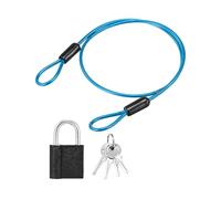PATIKIL 1 Set 2.5mm Safety Cable Wire, 0.5m Double Loop Heavy Duty Steel PVC Coated Loop Cable Braided Wire Rope Security Chain Lanyard with Lock for Outdoor Travel Home Luggage, Blue